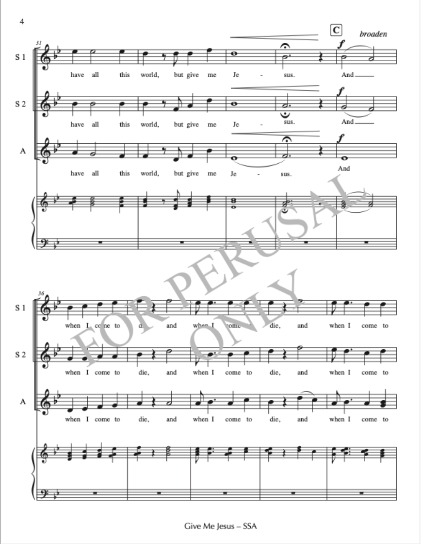 Give Me Jesus Canorous Music Publishing